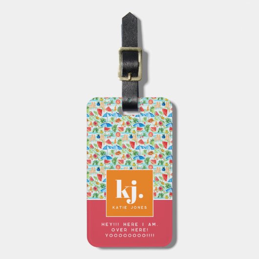 Stilvoller Sommer | Funny Personalisiert Monogram Gepäckanhänger (Vorderseite vertikal)