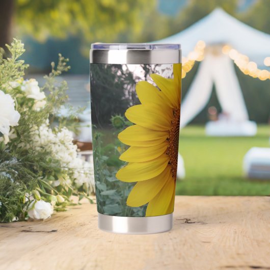 Stilvoller Sonnenblumenaufdruck Thermobecher (Hochzeit (gedreht))
