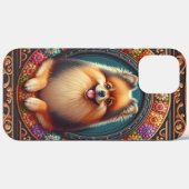 Stilvoller Spitz Hund bläserfarbene Grenze Case-Mate iPhone Hülle (Rückseite (Horizontal))