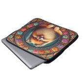 Stilvoller Spitz Hund bläserfarbene Grenze Laptopschutzhülle (Vorne Knopf)