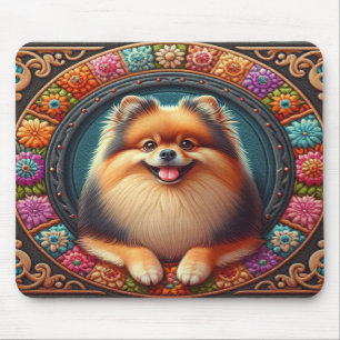 Stilvoller Spitz Hund bläserfarbene Grenze Mousepad