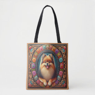 Stilvoller Spitz Hund bläserfarbene Grenze Tasche