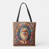 Stilvoller Spitz Hund bläserfarbene Grenze Tasche (Rückseite)