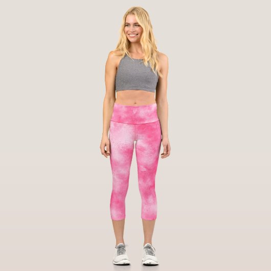 Stilvoller Sturmwolkeneffekt Rosa Capri Leggings (Vorderseite)