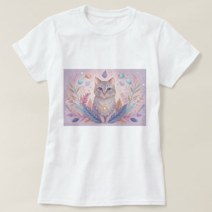 Stilvoller T - Shirt mit niedlichem Kätzchen in Pa