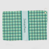 Stilvoller tealgrüner Karo-Personalisierte Name Golfhandtuch (Horizontal)