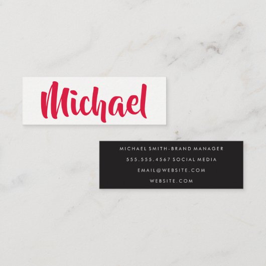 Stilvoller Text (rot) Mini Visitenkarte (Vorne/Hinten)