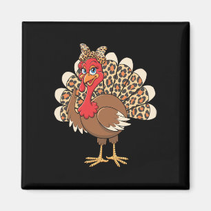Stilvoller Thanksgiving-Truthahn mit Leopardenprin Magnet