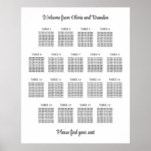 Stilvoller Tisch-Wedding-Seating-Chart-Poster für Poster