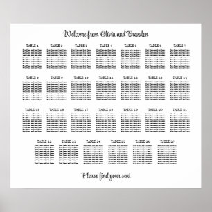 Stilvoller Tisch-Wedding-Seating-Chart-Poster für  Poster