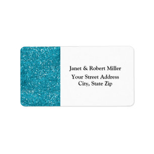 Stilvoller Türkis-Blau-Glitzer Adressaufkleber