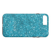 Stilvoller Türkis-Blau-Glitzer Case-Mate iPhone Hülle (Rückseite (Horizontal))