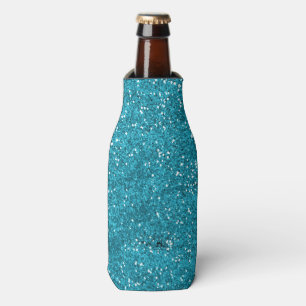 Stilvoller Türkis-Blau-Glitzer Flaschenkühler