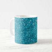 Stilvoller Türkis-Blau-Glitzer Kaffeetasse (Vorderseite Links)