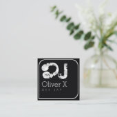 stilvoller und moderner beruflicher DJ mit schwarz Quadratische Visitenkarte (Stehend Vorderseite)