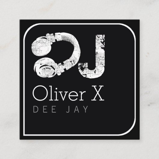 stilvoller und moderner beruflicher DJ mit schwarz Quadratische Visitenkarte (Vorderseite)