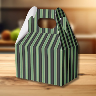 Stilvoller Vintage-Oliv-Sagegrün-Schwarz-3D-Streif Geschenkschachtel
