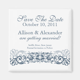 Stilvoller Vintage-Scroll Save The Date Magnet