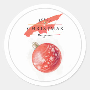 Stilvoller Wasserfarben-Christbaum roter Ball Runder Aufkleber