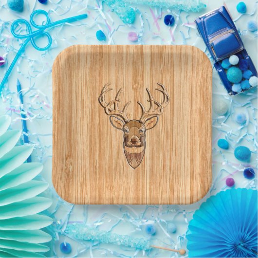 Stilvoller Weiß Schwanz Hirschkopf Leichtholz Deko Pappteller (Party)