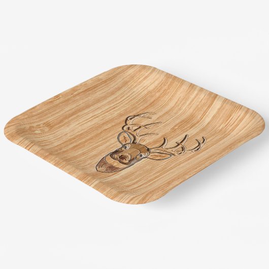 Stilvoller Weiß Schwanz Hirschkopf Leichtholz Deko Pappteller (Gewinkelt)