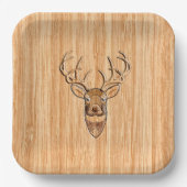 Stilvoller Weiß Schwanz Hirschkopf Leichtholz Deko Pappteller (Vorderseite)