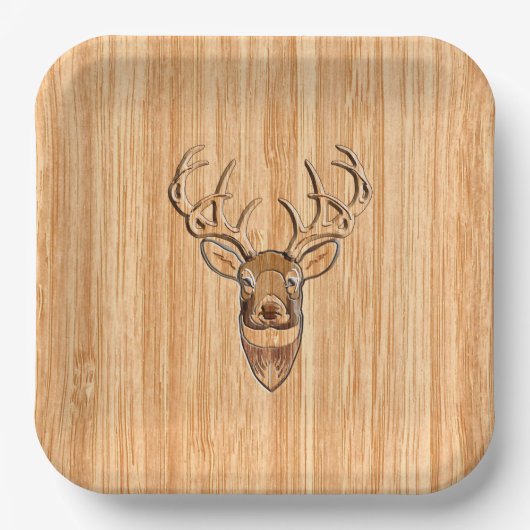 Stilvoller Weiß Schwanz Hirschkopf Leichtholz Deko Pappteller (Vorderseite)
