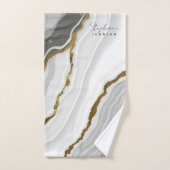 Stilvoller, weißer Marmorgrau Agate Gold Glitzer Badhandtuch Set (Handtuch)