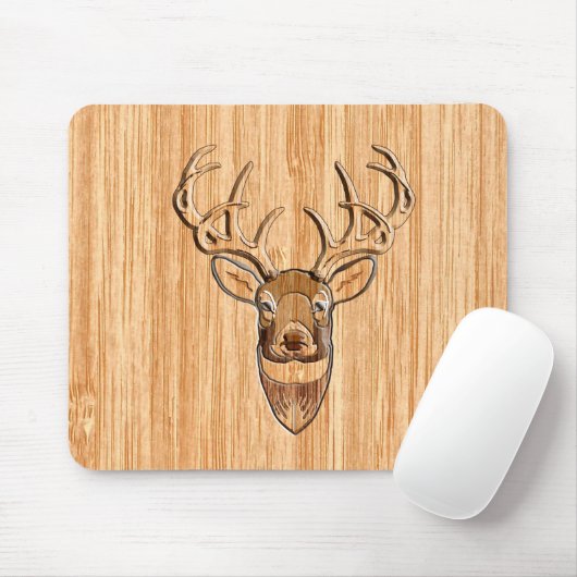 Stilvoller weißer Schwanz-Rotwild-Kopf-hölzerner Mousepad (Mit Mouse)