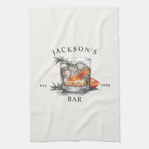 Stilvoller Whiskey-Cocktail-Name & Jahr Home Bar Geschirrtuch
