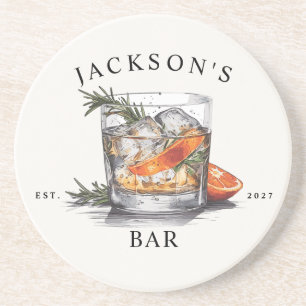 Stilvoller Whiskey-Cocktail-Name & Jahr Home Bar Getränkeuntersetzer