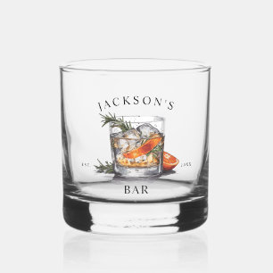 Stilvoller Whiskey-Cocktail-Name & Jahr Home Bar Whiskyglas