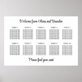 Stilvolles 10 Tisch Hochzeitskartentabelle Poster