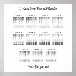 Stilvolles 11 Tisch Hochzeitskartentabelle Poster