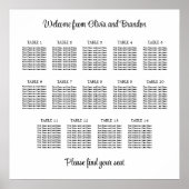 Stilvolles 14 Table Wedding Seating Chart Poster (Vorne)