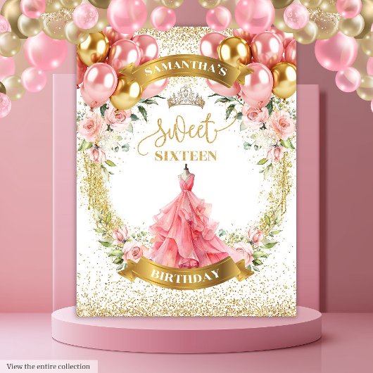 Stilvolles 16 . Geburtstag Backdrop Blush Dress Gl Wandteppich
