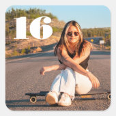 Stilvolles 16. Geburtstag individuelles Foto jeden Quadratischer Aufkleber (Vorderseite)