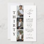 Stilvolles 30. Foto Strip 30. Geburtstag Einladung (Vorderseite)