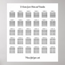 Stilvolles 30 Tisch Hochzeitsstühle-Chart-Poster