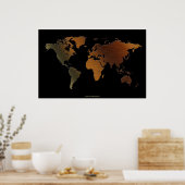 Stilvolles 3D Rustikal-Ton World Map Art Poster (Küche)