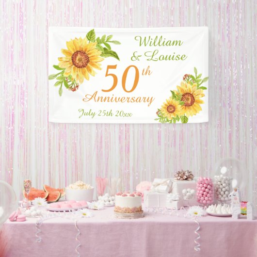 Stilvolles 50-jähriges Party der Blumenblume Banner (Party)