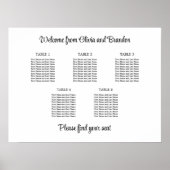Stilvolles 5 Table Wedding Seating Chart Poster (Vorne)
