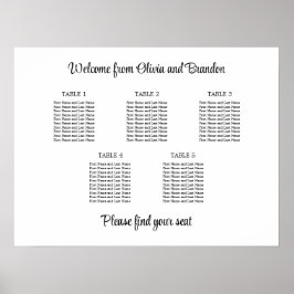 Stilvolles 5 Table Wedding Seating Chart Poster
