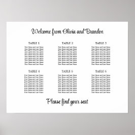 Stilvolles 6 Table Wedding Chart Poster