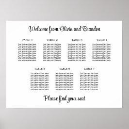 Stilvolles 7 Table Wedding Chart Poster