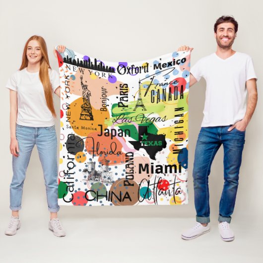 Stilvolles abstraktes Muster Paris bunt Fleecedecke (Beispiel)