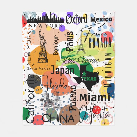 Stilvolles abstraktes Muster Paris bunt Fleecedecke (Vorderseite)