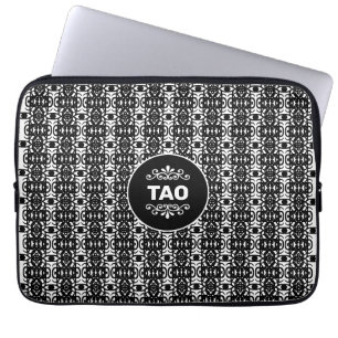 Stilvolles abstraktes Tao-Muster in Schwarz & Weiß Laptopschutzhülle
