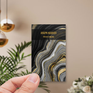 Stilvolles Achat-Schwarz und Gold Vertikal Visitenkarte