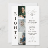 Stilvolles ACHTUNG Foto Strip 80. Geburtstag Einladung (Vorderseite)